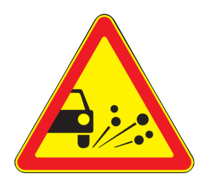 Временный дорожный знак 1.18 «Выброс гравия»