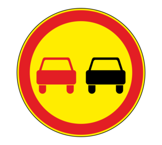 Дорожный знак 3.20 Обгон запрещен (Временный)