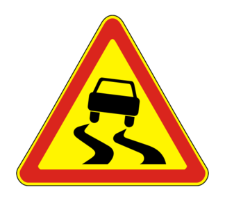 Временный дорожный знак 1.15 «Скользкая дорога»