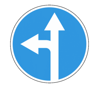 Дорожный знак 4.1.5 Движение прямо или налево